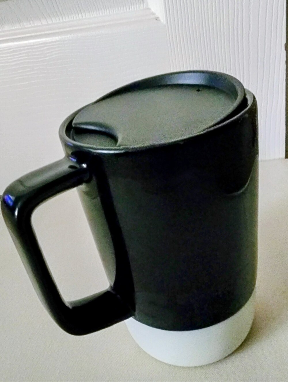 Starbucks Modern Ceramic Desk Mug with Silcone-Dipped Bottom and Travel Lid